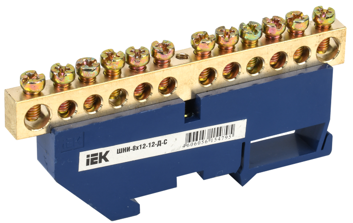 Шина N "ноль" на DIN-изоляторе ШНИ-8х12-12-Д-С IEK