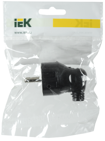 Вилка разборная угловая ВПу11-02-Ст с заземляющим контактом 16А черная IEK