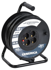 Катушка УК50 с термозащитой 4 места 2P+PE/50м 3х1,5мм2 GENERICA