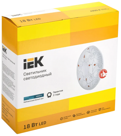 Светильник светодиодный ДПБ 2004 18Вт IP20 4000К круг белый IEK