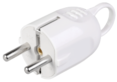 Вилка разборная угловая ВПу12-01-Ст с заземляющим контактом с кольцом 16А белая IEK