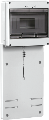 Панель для установки счетчика ПУ3/2-8 3-фазн. с боксом для автоматов модульных серий (8 мод.) (200x465x64мм) IEK