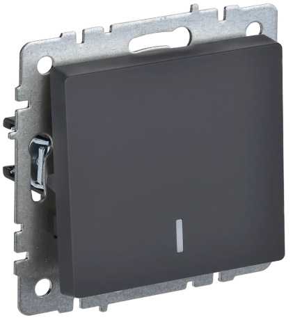 BRITE Выключатель 1-клавишный с индикацией 10А ВС10-1-1-БрГ графит IEK