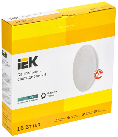 Светильник светодиодный ДПБ 2005 18Вт IP20 4000К круг белый IEK