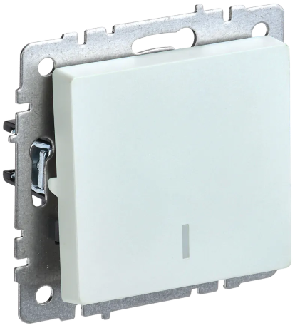 BRITE Выключатель 1-клавишный с индикацией 10А ВС10-1-1-БрЖ жемчуг IEK