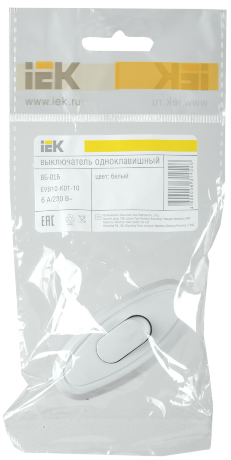 Выключатель 1-клавишный разборный для бра ВБ-01Б белый IEK