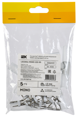 Коннектор Т-образный 5шт MONO 16мм (разъем-разъем-разъем) IEK