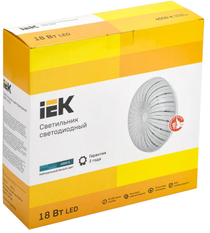 Светильник светодиодный ДПБ 2006 18Вт IP20 4000К круг белый IEK