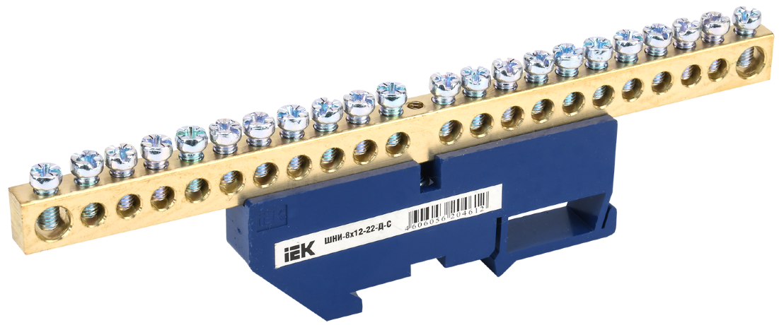 Шина N "ноль" на DIN-изоляторе ШНИ-8х12-22-Д-С IEK