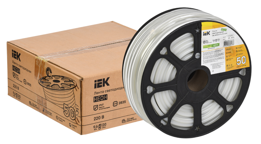 Лента светодиодная "неон" 50м LSR-2835G120-9,6-IP67-220В IEK