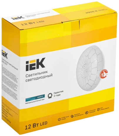 Светильник светодиодный ДПБ 2007 12Вт IP20 4000К круг белый IEK