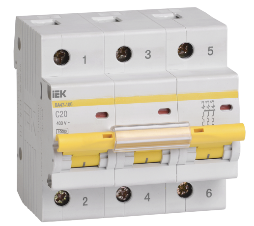 Выключатель автоматический ВА47-100 3Р 20А 10кА C IEK