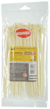 Хомут кабельный морозостойкий Хкм 4,8х200мм белый (100шт) IEK