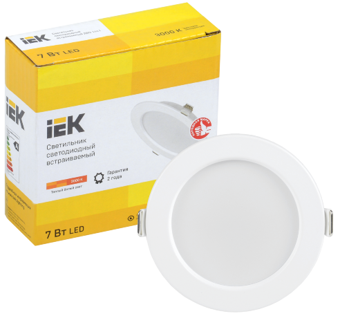 Светильник светодиодный ДВО 1611 круг 7Вт 3000К IP20 белый IEK