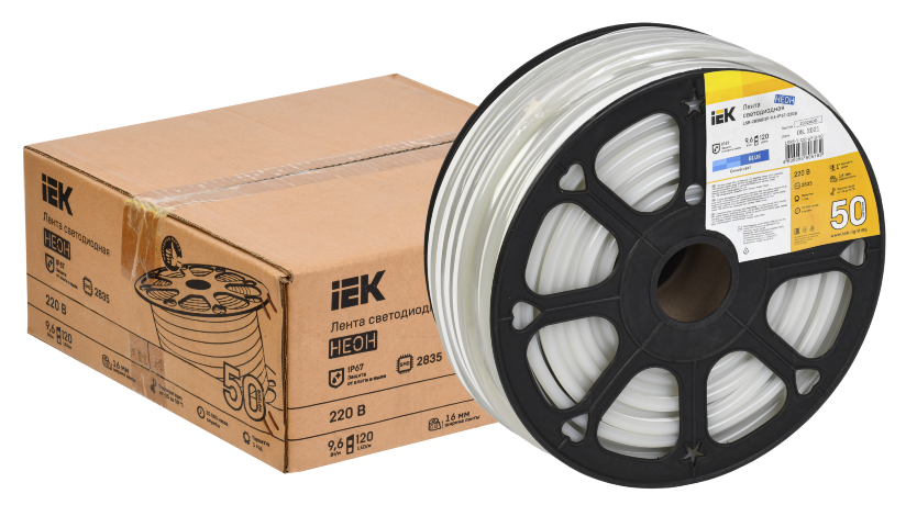 Лента светодиодная "неон" 50м LSR-2835B120-9,6-IP67-220В IEK