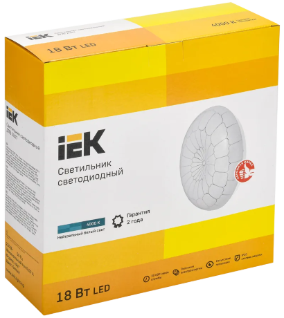 Светильник светодиодный ДПБ 2007 18Вт IP20 4000К круг белый IEK