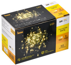 LIGHTING Гирлянда нить 5м 50 светодиодов теплый белый свет IP20 зеленый шнур 1,5м 230В контроллер 8 сцен IEK