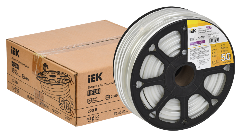Лента светодиодная "неон" 50м LSR-2835P120-9,6-IP67-220В IEK