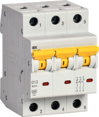 Выключатель автоматический ВА47-60МА без теплового расцепителя 3P 13А 6кА D IEK