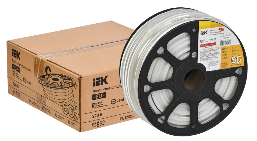 Лента светодиодная "неон" 50м LSR-2835R120-9,6-IP67-220В IEK