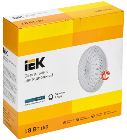 Светильник светодиодный ДПБ 2008 18Вт IP20 4000К круг белый IEK