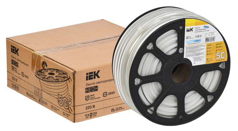 Лента светодиодная "неон" 50м LSR-2835W120-9,6-IP67-220В IEK