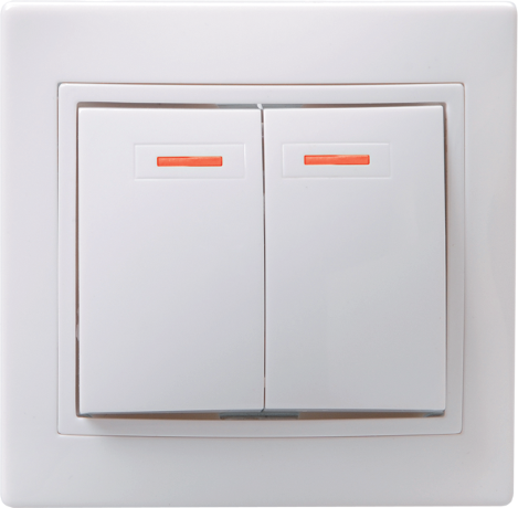 Выключатель 2-клавишный с индикацией ВС10-2-1-КБ 10А КВАРТА белый IEK