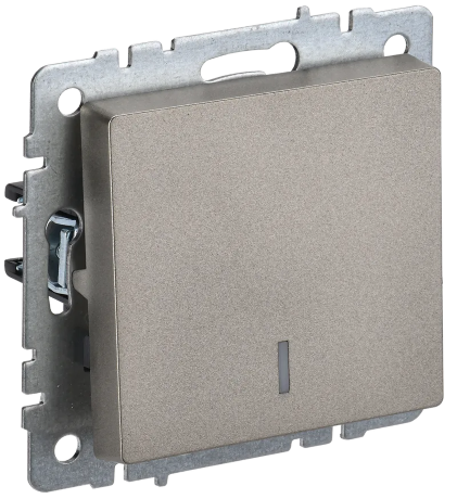 BRITE Выключатель 1-клавишный с индикацией 10А ВС10-1-1-БрШ шампань IEK