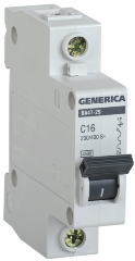 Выключатель автоматический ВА47-29 1Р 16А 4,5кА С GENERICA