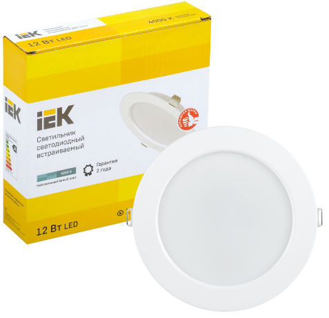 Светильник светодиодный ДВО 1613 круг 12Вт 4000К IP20 белый IEK