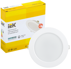 Светильник светодиодный ДВО 1613 круг 12Вт 4000К IP20 белый IEK