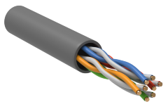 Кабель витая пара U/UTP кат.5E 4 пары 24 AWG PVC 1м серый GENERICA