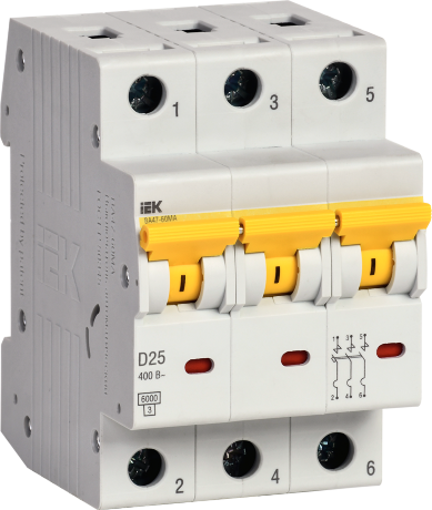 Выключатель автоматический ВА47-60МА без теплового расцепителя 3P 25А 6кА D IEK