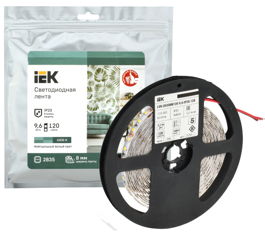 Лента светодиодная 5м LSR-2835NW120-9,6-IP20-12В IEK
