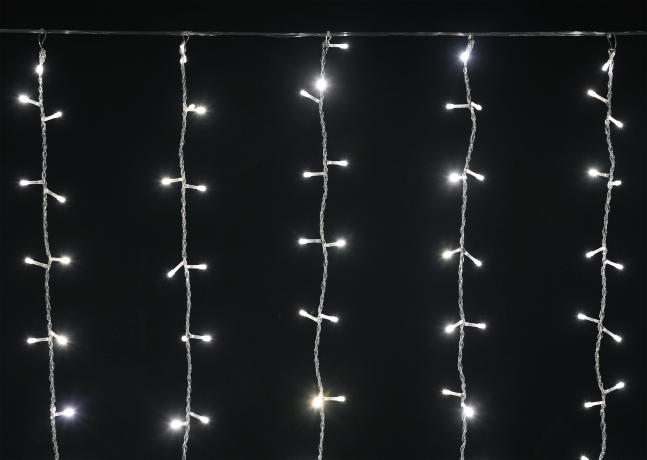 LIGHTING Гирлянда занавес 1,5х1,5м 160 светодиодов теплый белый свет IP20 прозрачный шнур 3м 230В транзит IEK