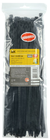 Хомут кабельный морозостойкий Хкм 7,6х380мм черный (100шт) IEK