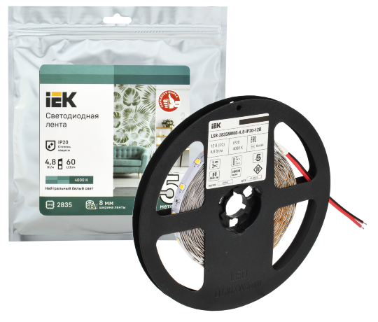 Лента светодиодная 5м LSR-2835NW60-4,8-IP20-12В IEK