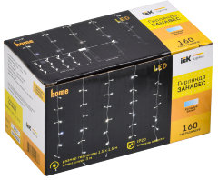 LIGHTING Гирлянда занавес 1,5х1,5м 160 светодиодов белый свет IP20 прозрачный шнур 3м 230В транзит IEK
