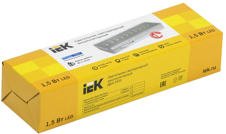 Светильник светодиодный аккумуляторный ДБА 3925 2-4ч 1,5Вт IEK