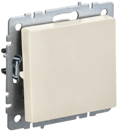 BRITE Выключатель 1-клавишный самовозвратный 10А ВС10-1-4-БрКр бежевый IEK