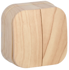 Выключатель 2-клавишный для открытой установки ВС20-2-0-ХС 10А GLORY сосна IEK