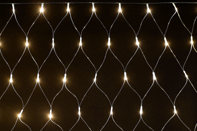 LIGHTING Гирлянда сеть 1,5х1,5м 160 светодиодов теплый белый свет IP20 прозрачный шнур 3м 230В контроллер 8 сцен IEK