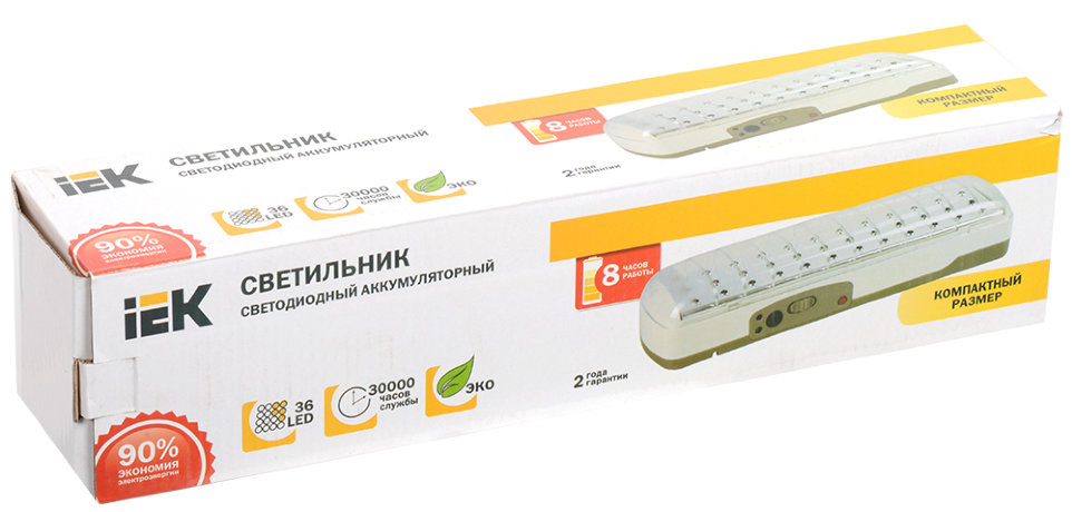 Светильник светодиодный аккумуляторный ДБА 3926 4ч 36LED IEK
