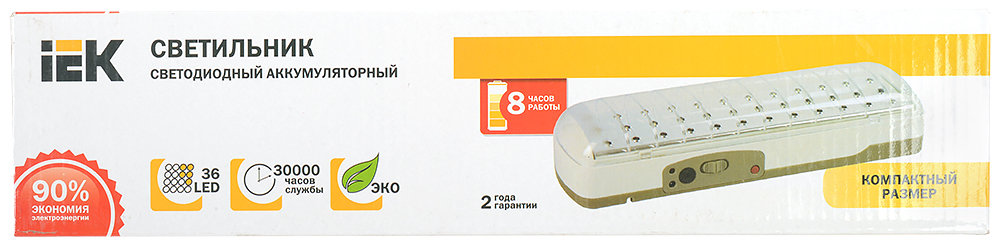 Светильник светодиодный аккумуляторный ДБА 3926 4ч 36LED IEK