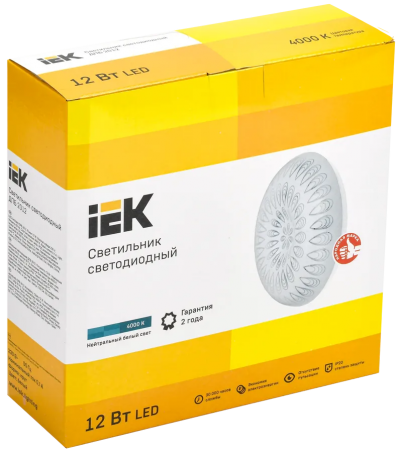Светильник светодиодный ДПБ 2012 12Вт IP20 4000К круг белый IEK