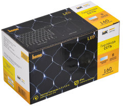 LIGHTING Гирлянда сеть 1,5х1,5м 160 светодиодов белый свет IP20 прозрачный шнур 3м 230В контроллер 8 сцен IEK