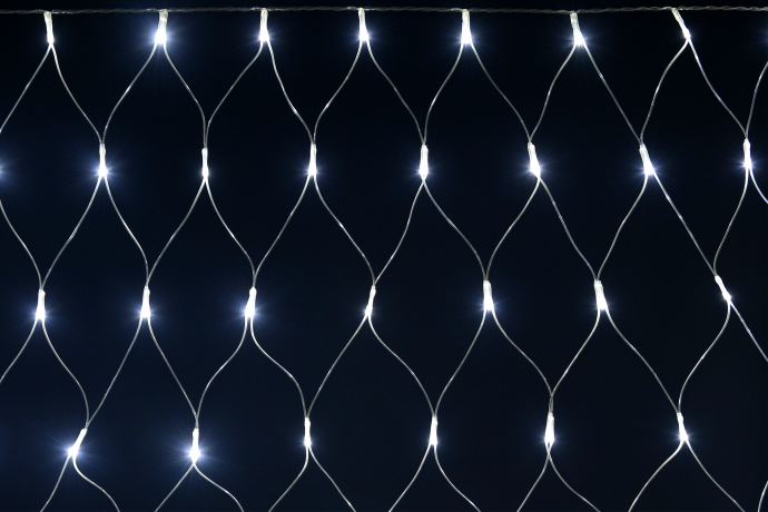 LIGHTING Гирлянда сеть 1,5х1,5м 160 светодиодов белый свет IP20 прозрачный шнур 3м 230В контроллер 8 сцен IEK