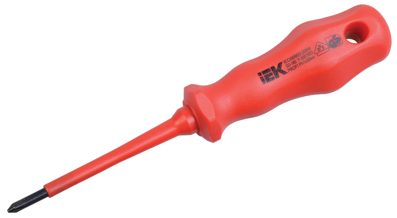 Отвертка крестовая PROFI Ph0х75мм 1000В IEK