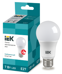 Лампа светодиодная A60 шар 7Вт 230В 4000К E27 IEK