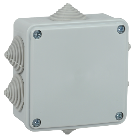 Коробка распаячная КМ для открытой проводки 100х100х45мм IP44 6 вводов (RAL 7035) IEK